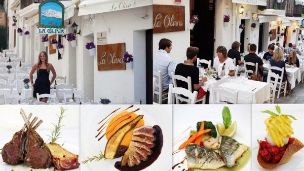 Restaurante LA OLIVA Calle de la Santa Creu, 2-6 07800   Ibiza (Eivissa)﻿ Telf.  (+34)  971 305 752   En el centro del casco antiguo, cuadro ibicenco típico que ha sido nombrado Patrimonio de  UNESCO
